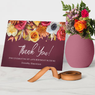Agradecimento Flores de Outono Cartão de Aniversário de 40 anos