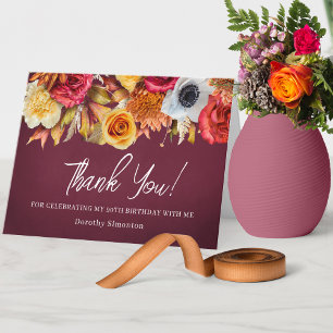 Agradecimento Flores de Outono Cartão de Aniversário de 90 anos