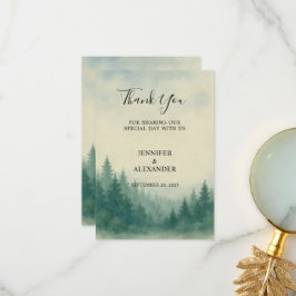 Agradecimento Floresta de pinheiro de aquarela Obrigado Cartão d