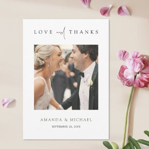 Agradecimento Foto Verde Elegante Obrigado Cartão De Casamento