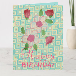 Agradecimento Framboesa Flor Cartão De Aniversário Feliz Com T