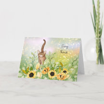 Gato Castanho com Cartão de Ação de Graças de Gira