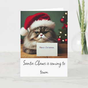 Agradecimento Gato rabugento de Papai Noel, um cartão de Natal e