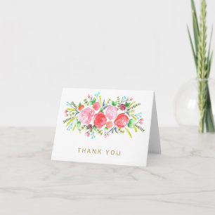 Agradecimento Genérico Rosa Dourada Floral Aquarel