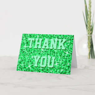 Agradecimento Glitz Green 'Obrigado' 'Seu Texto' - cartão de sau