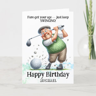 Agradecimento *~* Golf Swing AP94 Cartão de Aniversário Engraçad