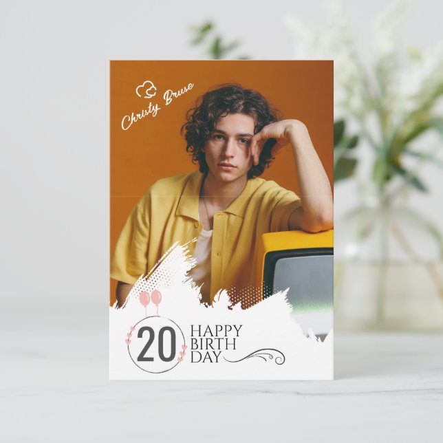 Agradecimento Grunge | Cartão de Aniversário Personalizado para  (Em pé/Frente)