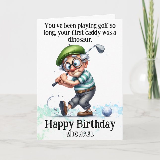 Agradecimento *~* Homem Engraçado Cartão de Aniversário Golfer m (Frente)