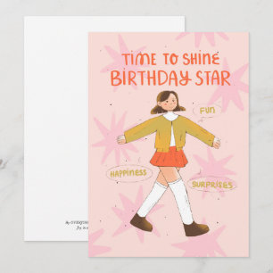 Agradecimento Hora de brilhar estrela de aniversário, cartão ilu