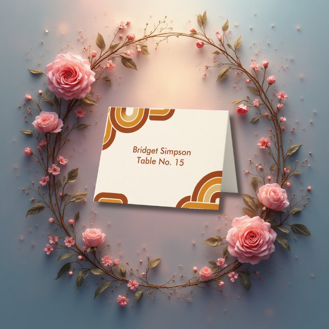 Agradecimento ivory Bold Retro 1970 Cartão de convidado de casam (Criador carregado)