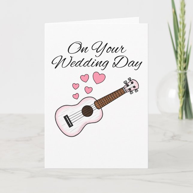 Agradecimento Jogador Ukulele De Cartão De Casamento Uke (Frente)