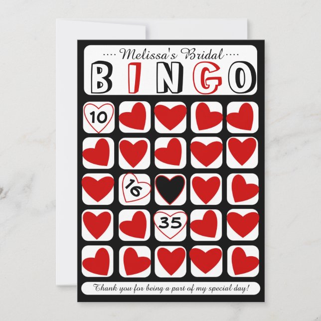 Agradecimento Jogo de bingo de casamento personalizável cartão v (Frente)