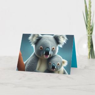 Agradecimento Koala segurando um cartão de Dia de as mães bebê