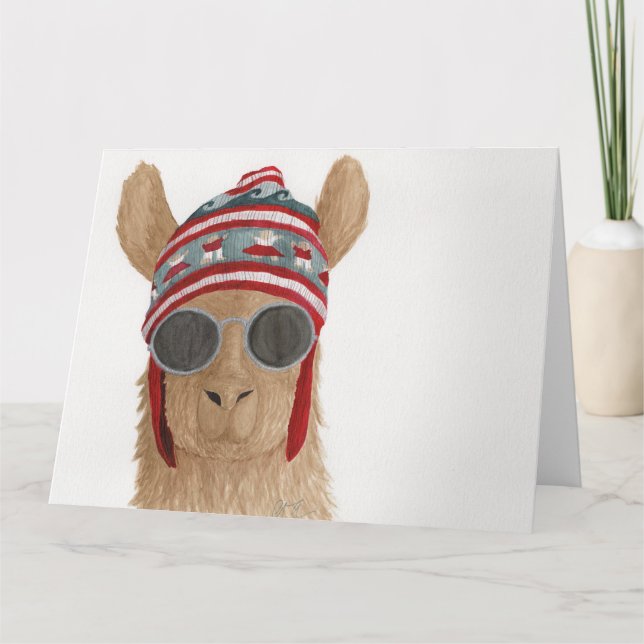 Agradecimento Lhamas em Shades: Cartão Saudável de Julho 8,5"x11 (Frente)