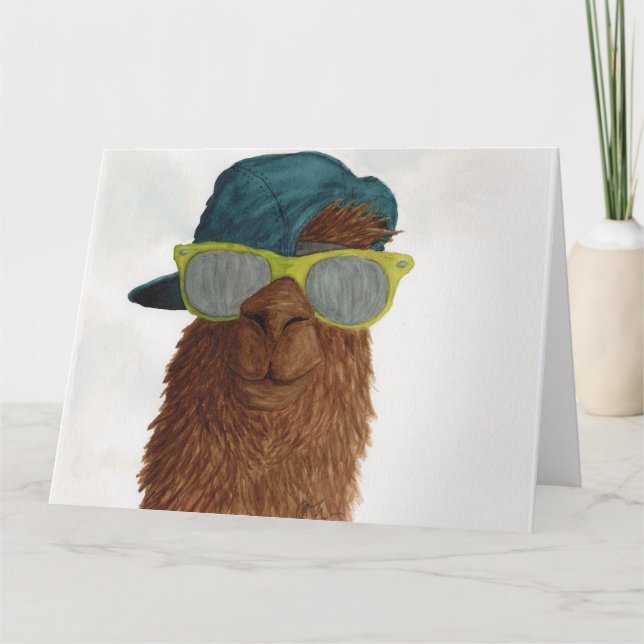 Agradecimento Lhamas em Shades: Cartão Saudável de Junho 8,5"x11 (Frente)