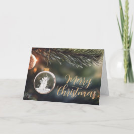 Agradecimento Lobo de inverno com Cartão de Natal Floral