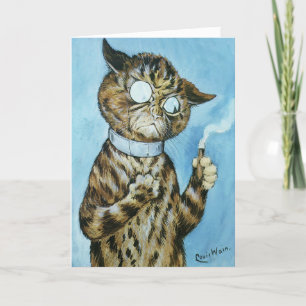 AGRADECIMENTO LOUIS WAIN CIGAR CAT CARTÃO DE ANIVERSÁRIO PARA EL