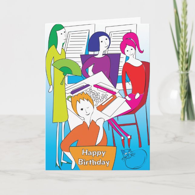 Agradecimento Mah Jongg Sim Cartão de Aniversário (Frente)