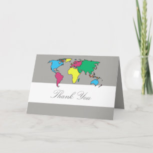 Agradecimento Mapa Mundial Funky Obrigado Cartão de Saudação