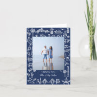 Marinho de Toile Charleston Azul Obrigado Cartão c