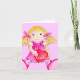 Agradecimento Menina boneca de trapo de aniversário cartão de ag