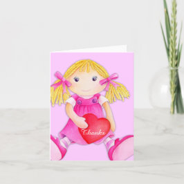 Agradecimento Menina boneca de trapo de aniversário cartão de ag