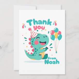 Agradecimento Menino de Aniversário Dinossauro - Cartão de agrad