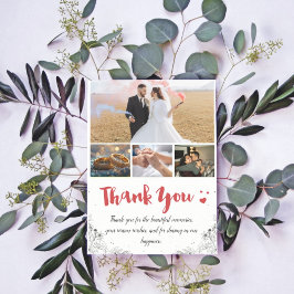 Agradecimento Miniamalista Branco e Vermelho Obrigado Cartão de 