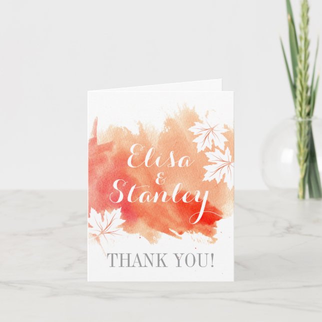 Agradecimento moderno de casamento em aquarela cor (Frente)