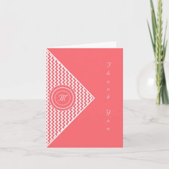 Agradecimento Monogramado Rose Chevron (Frente)