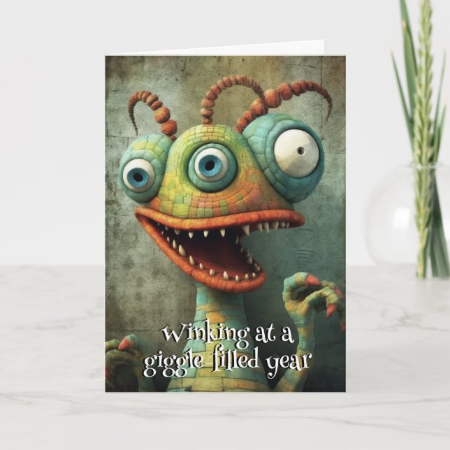 Agradecimento Monstro Mayhem... Chuckle Cyclops cartão de aniver (Frente)