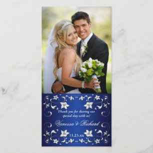 Agradecimento Navyl Blue, Cartão com fotos de Casamento Floral S