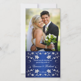 Agradecimento Navyl Blue, Cartão com fotos de Casamento Floral S