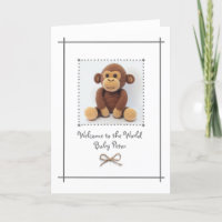Novo Cartão de Saudação de Macaco de Crochet para 
