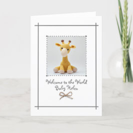 Agradecimento Novo Cartão de Saudação para Girafa de Bebê Croche