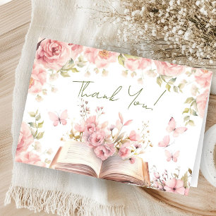 Agradecimento Novo Livro de Contos Chuveiro de Bebê Rosa Cartão 
