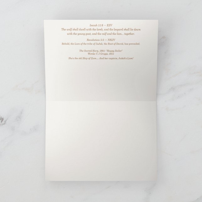 Agradecimento "O leão bebê em uma manga" Cartão de Natal (Interior)