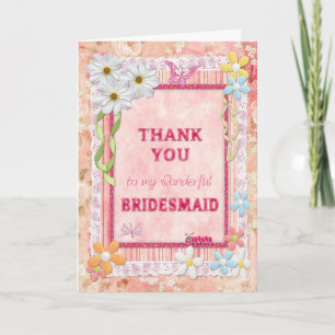 Agradecimento Obrigado Bridesmaid, cartão de artesanato de flore