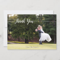 Obrigado Cartão com fotos de Casamento com Script