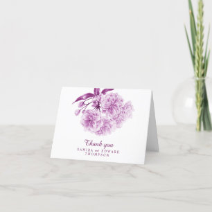 Agradecimento Obrigado cartão com fotos de primavera roxo do cas