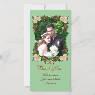 Agradecimento Obrigado cartão com fotos de rosas florais formais