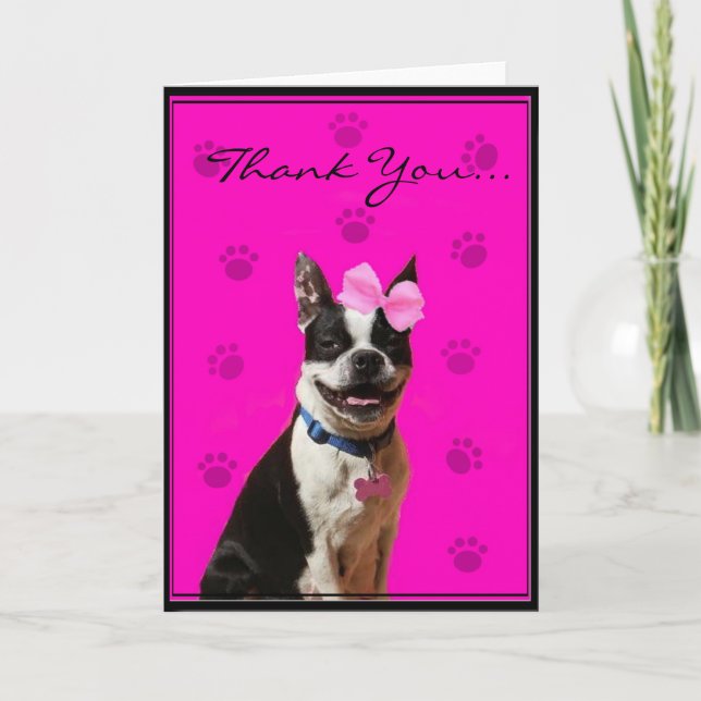 Agradecimento Obrigado cartão de Boston Terrier (Frente)