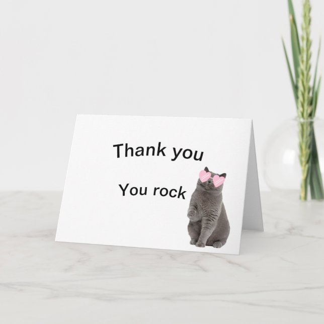 Agradecimento Obrigado cartão de gato "You Rock" (Frente)