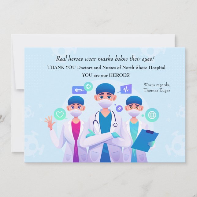 Agradecimento Obrigado Cartão de Heróis Médicos (Frente)