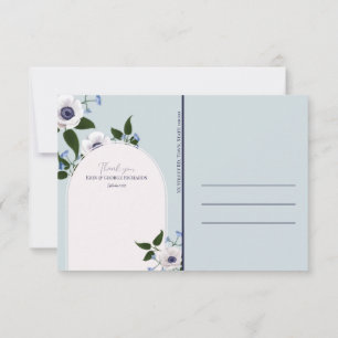 Agradecimento Obrigado Cartão de Posto: Anemone e delfinium azul