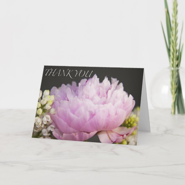 Agradecimento Obrigado Cartão de Saudação Pink Peony (Frente)