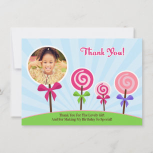 Agradecimento Obrigado de Lollypop você cartão com fotos
