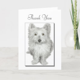 Agradecimento Obrigado, fofo cartão de cão westie