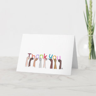 Agradecimento Obrigado por cartas mantidas em cartão de mão