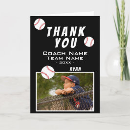 Agradecimento Obrigado Treinador Cartão de Foto de Beisebol Pret